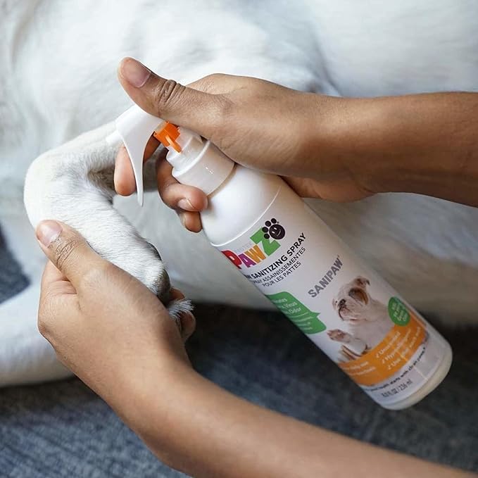 PawZ SaniPaw Dog Paw Cleaner and Odor Eliminator Spray, 8 Oz Paw Sanitizer and Dog Repellent Spray, 2 Pack