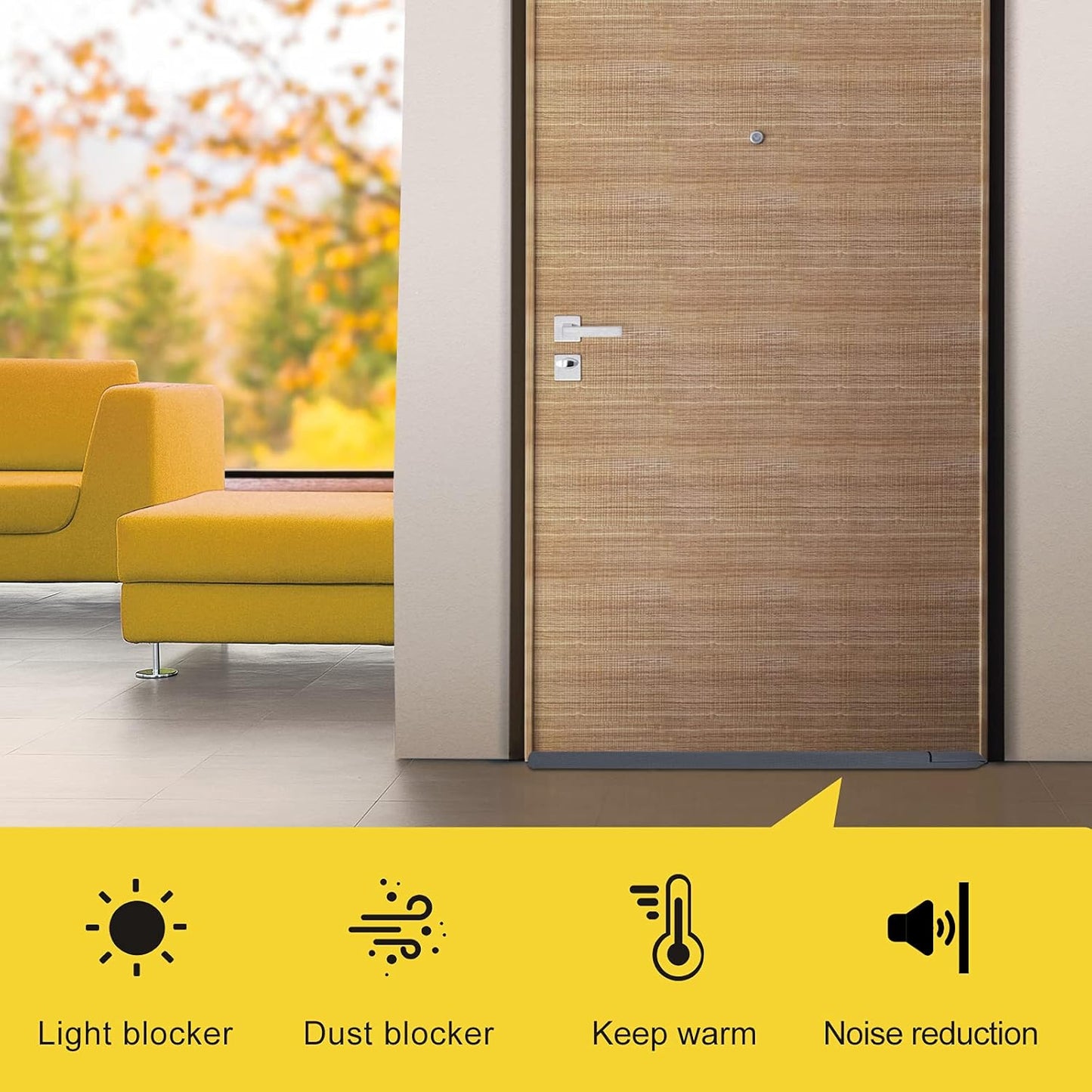 fowong 2 Pack Door Draft Stopper 30" Adjustable Under Door Noise Stopper for Bottom of Doors, Soundproofing Draft Guard, Grey