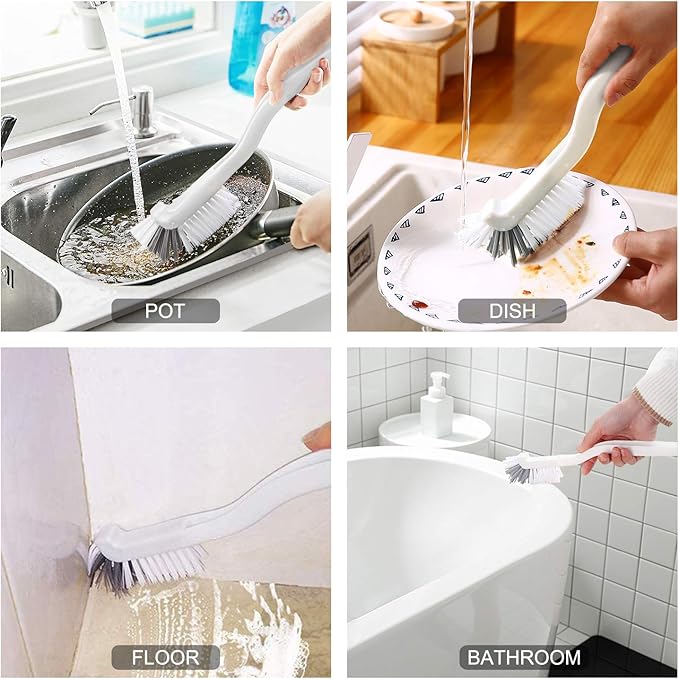 2 Pcs Cleaning Brush Small Scrub Brush for Cleaning Sink Scrub Brush with Handle, Bathroom Kitchen Edge Corner Grout Cleaning Brushes for Household Use, Window Track Cleaning Brush