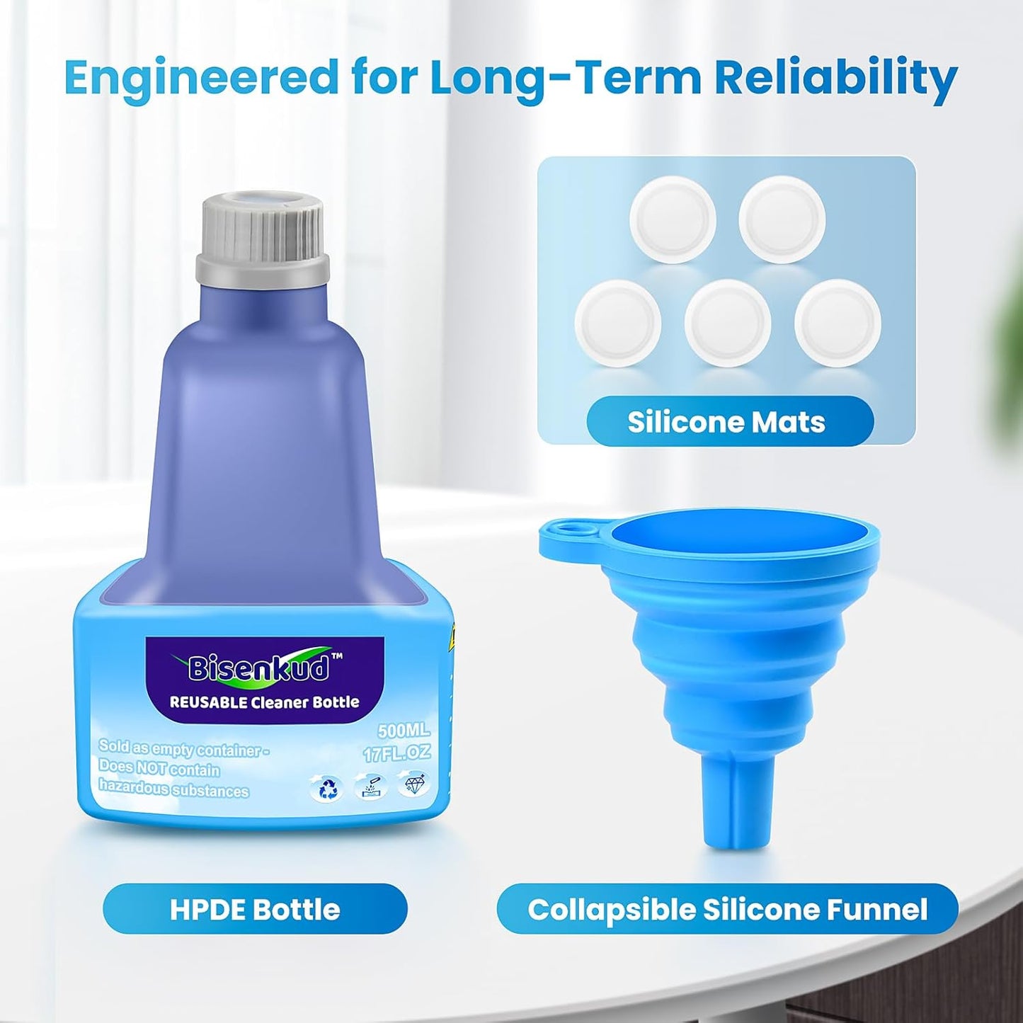 Refillable Bottle for Swiffer Wet Jet Mop - 500ml /17 FL OZ - Leak-Proof HDPE Solution Bottle, Empty，Not for Power mop