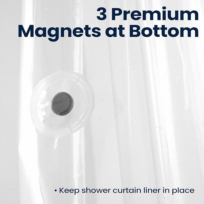 downluxe Set of 2 Frosted Shower Curtain Liner, PEVA Lightweight Plastic Shower Liner with 3 Magnets, 72" x 72" Waterproof Bathroom Curtain