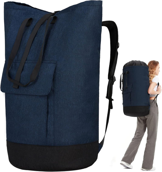 Laundry Bag Backpack Extra Large, Heavy Duty Laundry Bag With Straps, College Dorm Room Essentials, Dirty Clothes Bag for Travel, Beach, Camping, Apartment and Laundromat