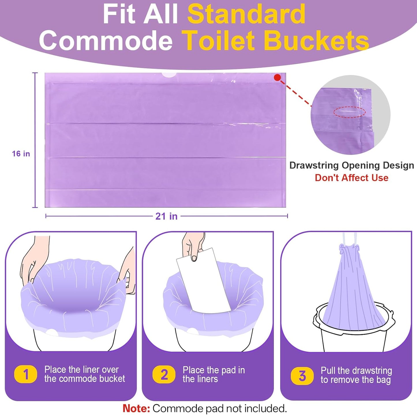 100 Commode Liners for Bedside Commode, Thickness Leakproof Disposable Portable Toilet Bags, Plant Scented Potty Liners, Potty Bags for Portable Toilet Fit All Standard Toilet Chair Bucket