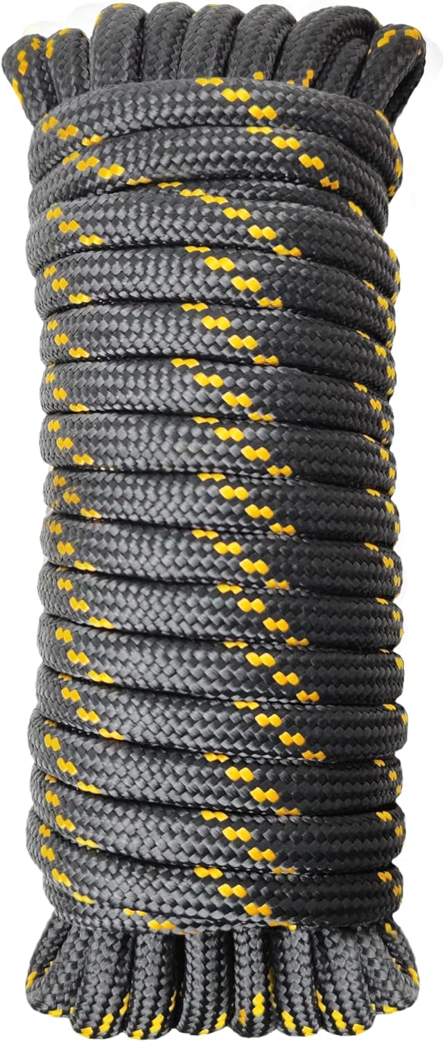Diamond Braided Polypropylene Rope Nylon Rope Mix Thick Heavy Duty Ropes 1/2 inch 100ft High Strength Perfect for Clothesrope Camping Hiking and Other Outdoor Activities Black 100ft
