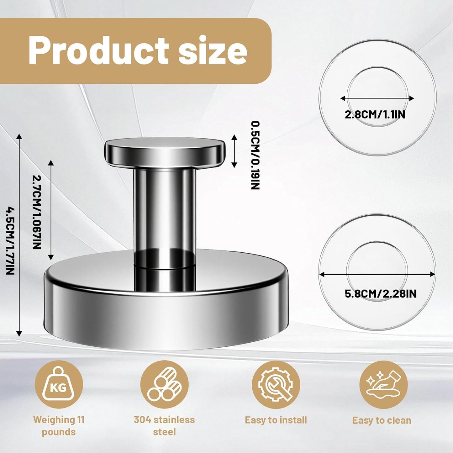 4 Pcs Suction Cup Hooks for Shower，Removable Hooks，Towel Hook，Suction Hook for Bathroom, Bedroom, Glass Window (Bright Silver)