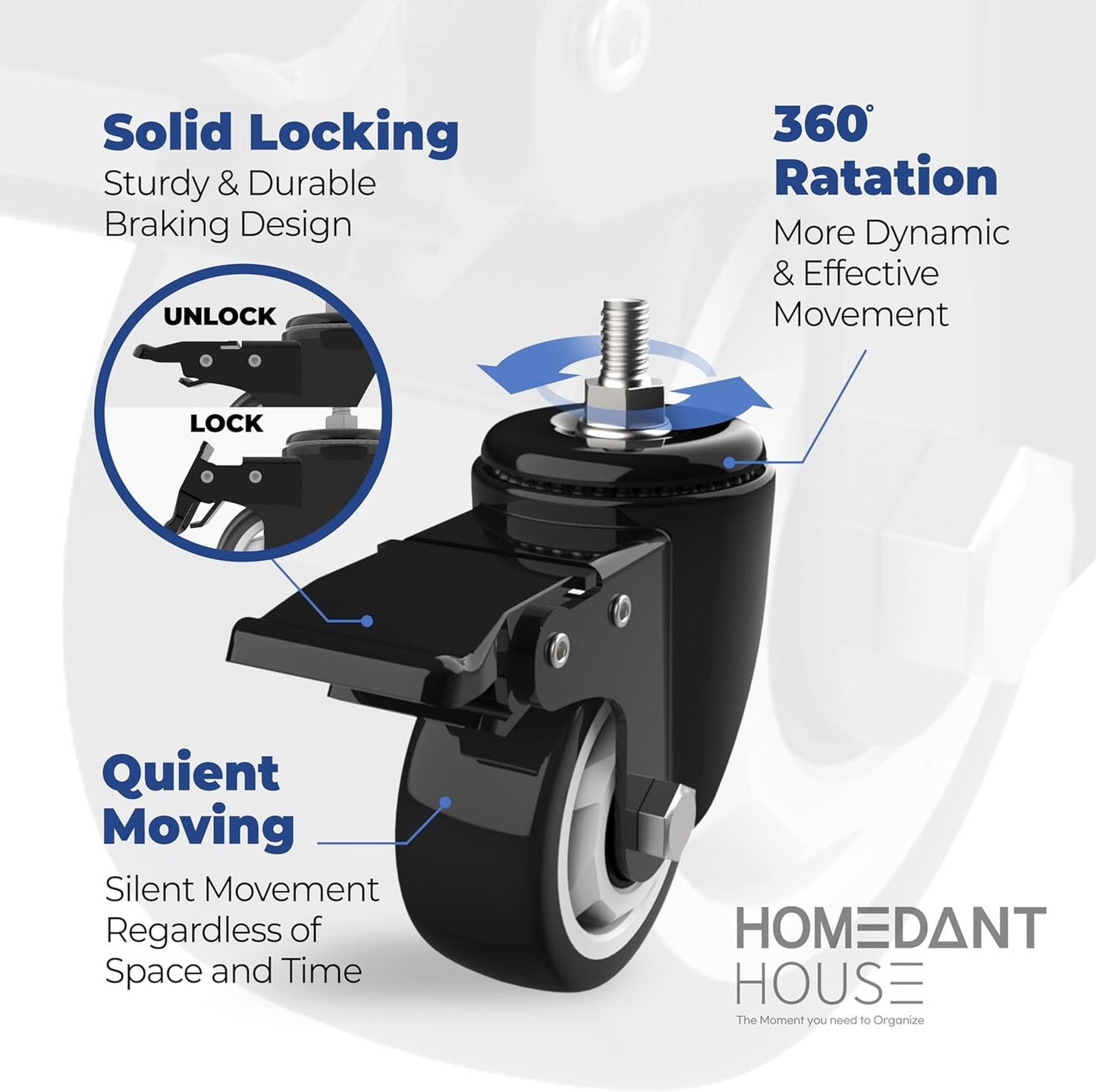 HOMEDANT House White 5-Tier Metal Rolling Cart Shelf Rack Casters Heavy Duty Wheel Shelving Unit Adjustable Utility Storage Shelves Organizer Shelf Kitchen Garage 36.2" W x 16.5" D x 69.5" H 2Pack