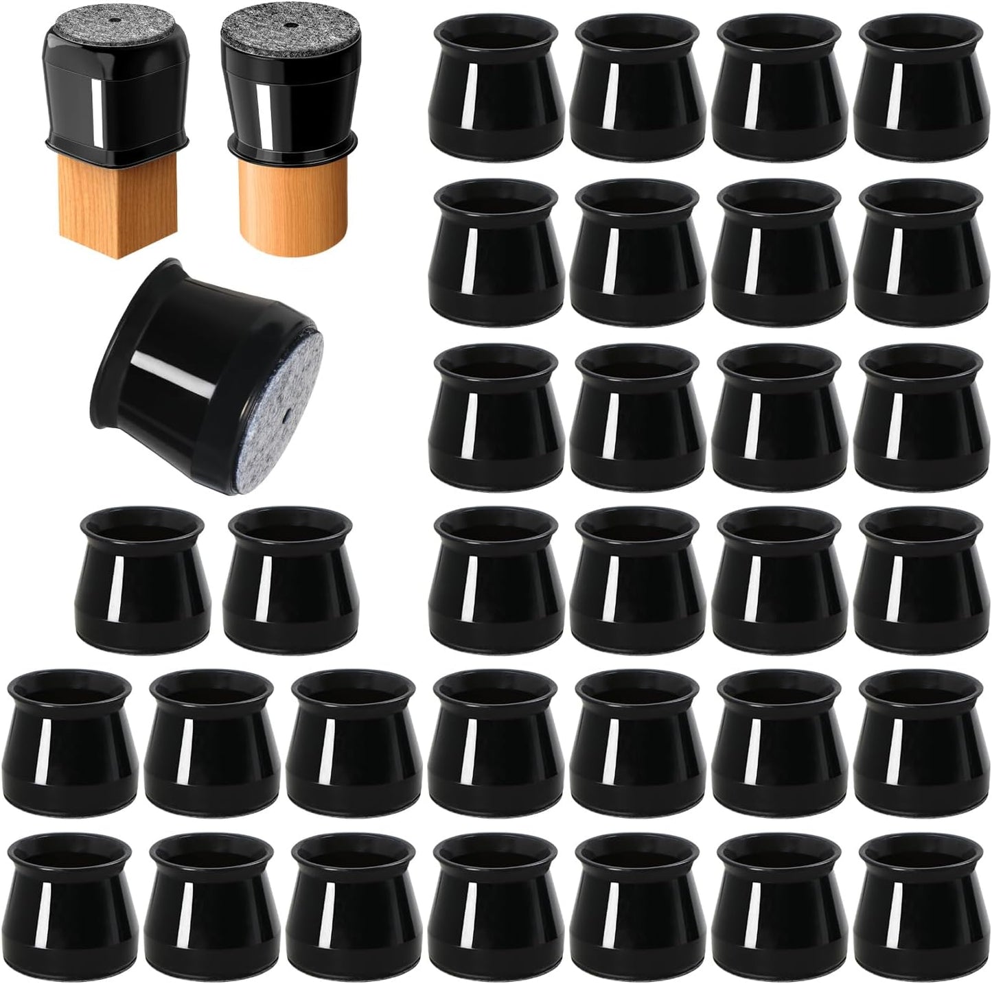 32 Pcs Chair Leg Protectors for Hardwood Floors, Silicone Felt Furniture Leg Cover Pad for Protecting Floors from Scratches and Noise, Smooth Moving，Large(Fit Round Diameter：1-5/16" to 2")