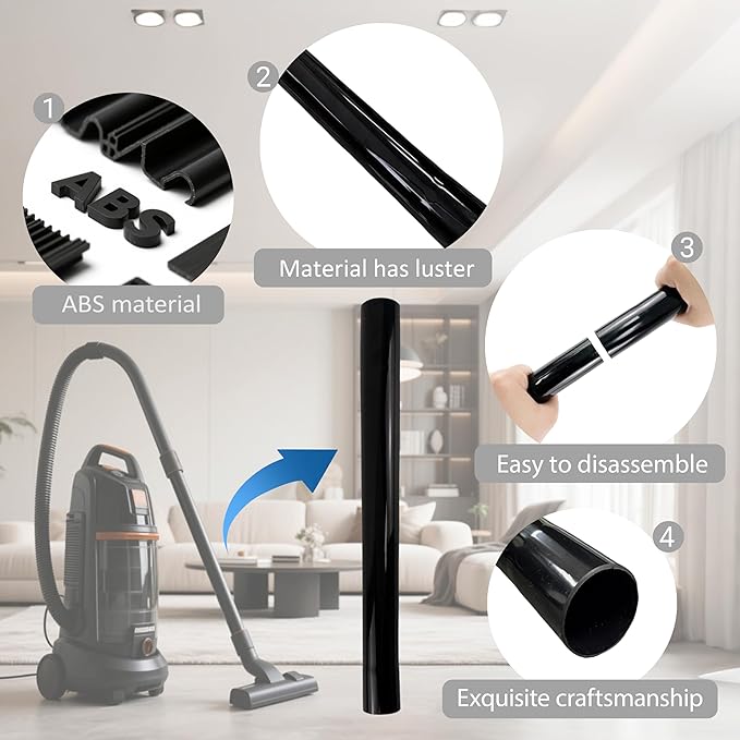 Vacuum Extension Tubes, 1.25 Inch Diameter, 14.76 Inch Length - Black | Compatible with 1-1/4 Inch Hose Wet/Dry Vacuum Cleaners | Versatile Tool (Black, 2 P 14.76 ")