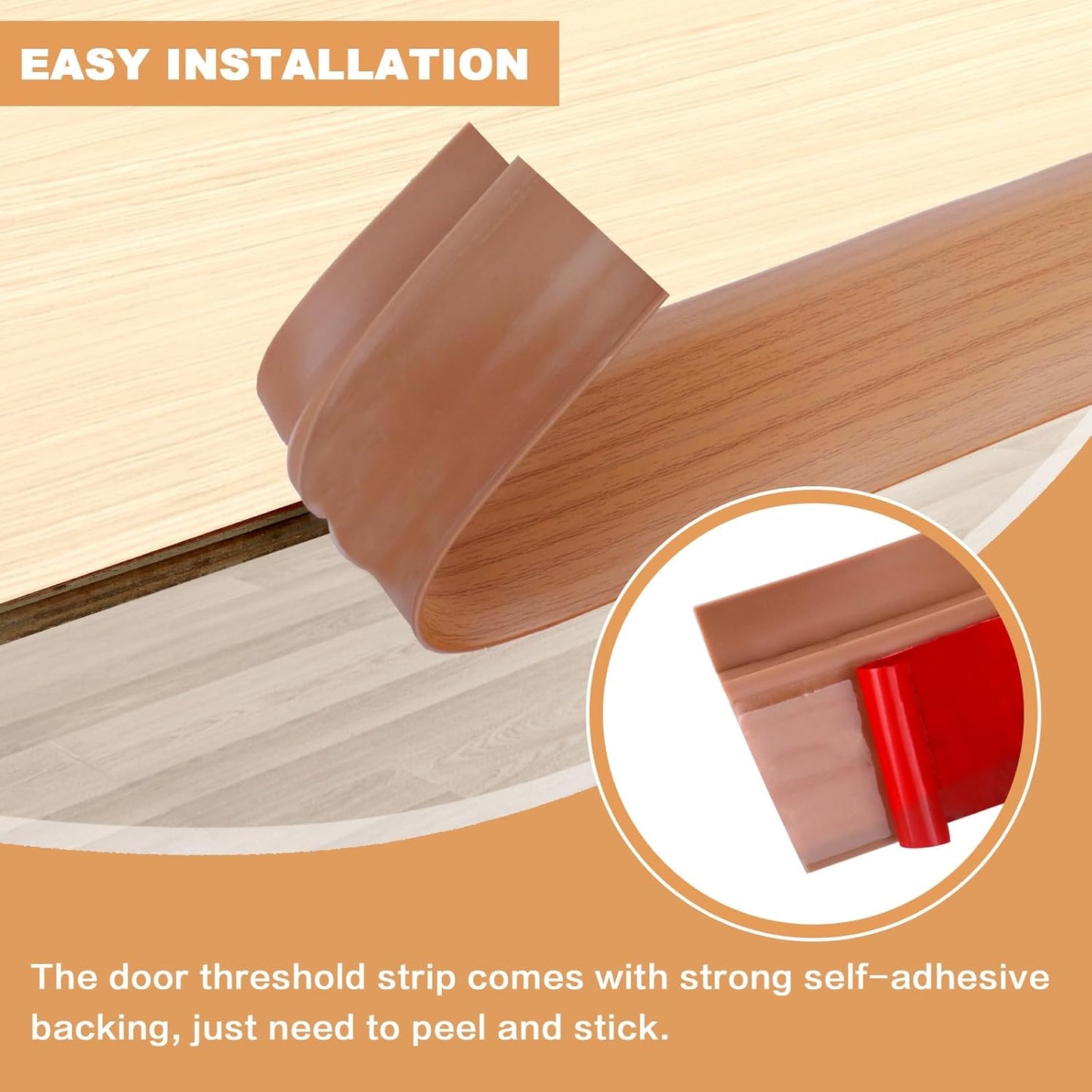 Vinyl Door Threshold Flooring Transition Strip Self Adhesive Carpet Edging Strip for Laminate Doorway Edge Threshold from 2/5" to 3/5" (Yellow Wood Grain, 10 Ft)