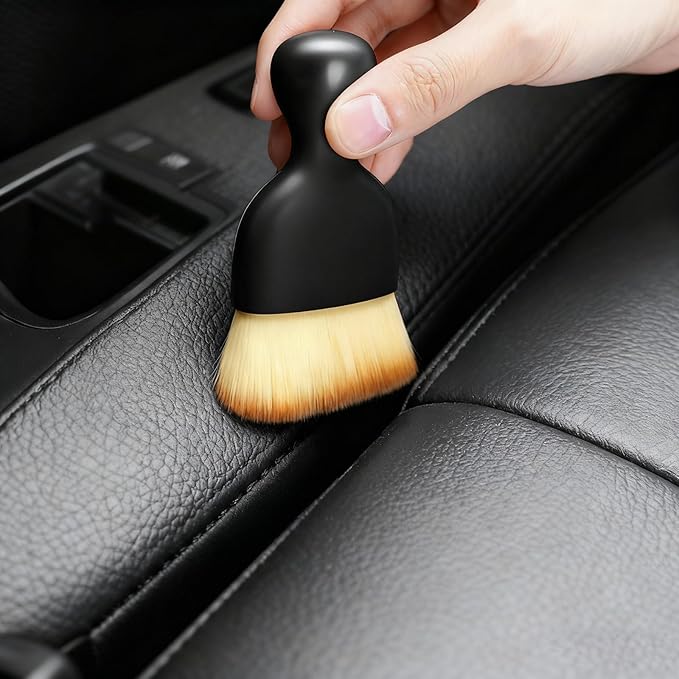 4 Pcs Car Interior Cleaning Kit Air Vent Dust Brush Set with Dense Bristles & A-Grade Shell Classic Design Auto AC Outlet Detailing Tools with Cover