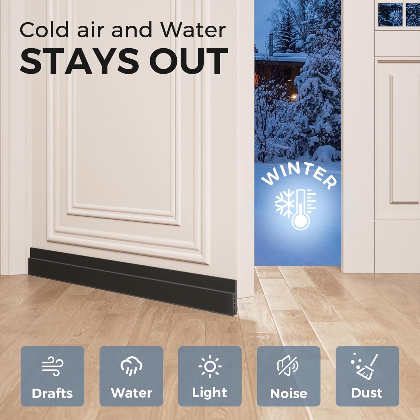 GroTheory 2 Pack Under Door Draft Stopper, Home Improvement, Weather Stripping Door Seal, Bottom of Door Sweep, Garage Window Blocker Noise Dust Insulation Draft Guard, 39" L, Black