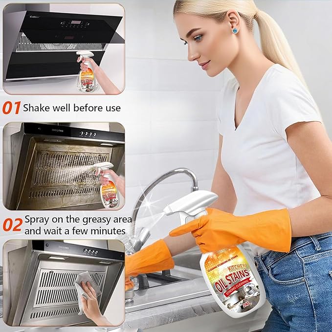 Fiell Heavy-Duty Kitchen Degreaser Foam Cleaner,Clean Kitchen up Oil Stains Spray,Multi Functiona Foam Cleaner Spray,Degreaser Cleaner Heavy Duty (1PC)