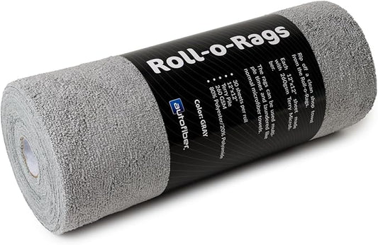 Autofiber [Roll-o-Rags] Microfiber Towels on a Roll | Tear Off Sheets | 12"x12" | 30/roll (Gray)