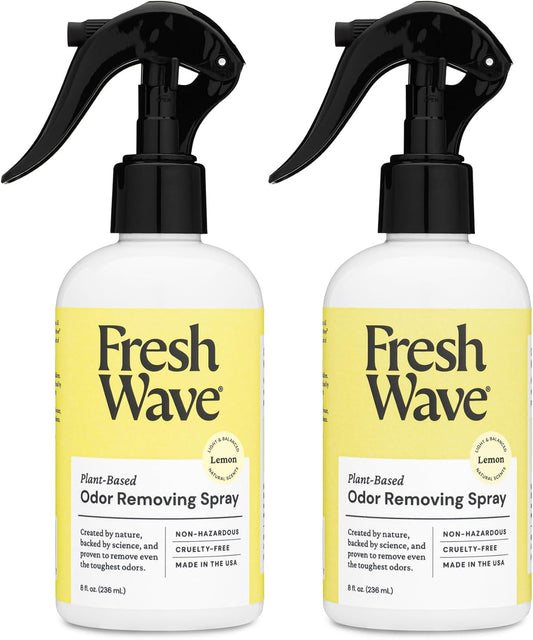 Fresh Wave Lemon Scent Odor Removing Spray, 8 fl. oz. | Pack of 2 | Odor Absorber for Home, Furniture, Fabrics & Trash | Safer Odor Relief