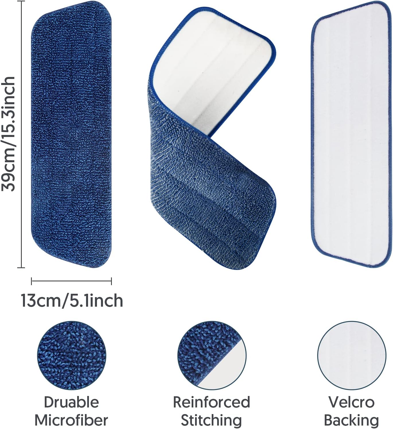 7 Count Reusable Microfiber Mop Pads for Swiffer PowerMop- MEXERRIS PowerMop Refills Hard Wood Floor Mop Pads Machine Washable, Wet Dry Dust Mop Pads Replacement for 13''-15'' Spray Wet Mops