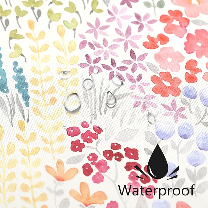 Extra Long Shower Curtain 72 x 96 Inch, Floor to Ceiling X-Long Tall Cute Floral Shower Curtain for Bathroom, Colorful Wildflower Boho Cottagecore Fabric Shower Curtain Set with Hooks, Ivory