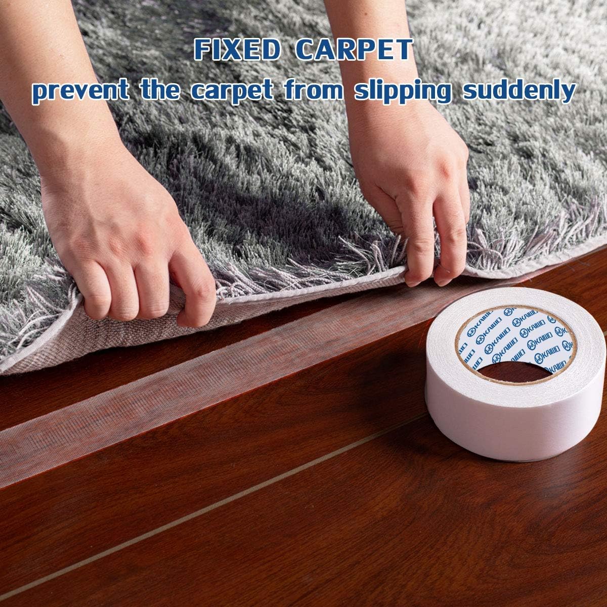 Heavy Duty Carpet Tape Double Sided 3 in x 20YD Rug Tape for Area Rugs on Carpet Perfect Rug Gripper for Holding Area Rugs Hardwood Floors Outdoor Rugs Stair Treads White.