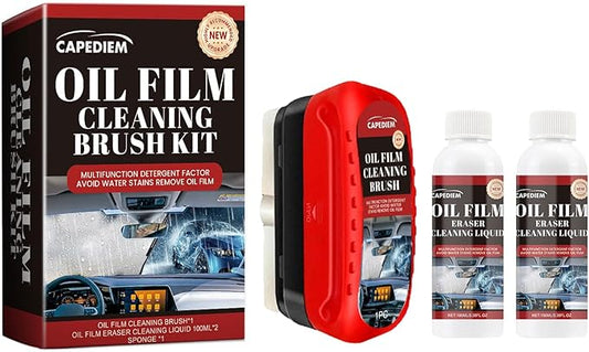 Automotive Oil Film Cleaning Brush for Car Windows, Glass Cleaning Board, Car Windshield Cleaner, Suitable for Windshield Glass Oil Film Remover (1, Red-black) (1, Red)