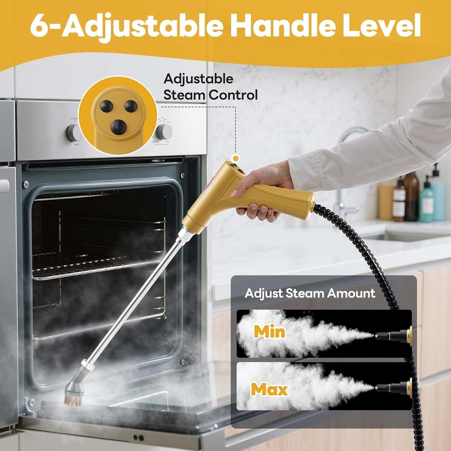 Handheld Steam Cleaner, 10s Fast Handheld Heating Steamer for Cleaning 15-in-1 High Pressure Steam Cleaner for Home & Kitchen, Grease, Grout, Tile,Floor,Couch and Car