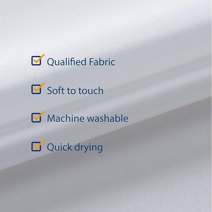 N&Y HOME Fabric Shower Curtain Liner 60 x 78 inch Long Stall Size, Hotel Quality, Washable, Water Repellent, White Bathroom Curtains with Grommets, 60x78