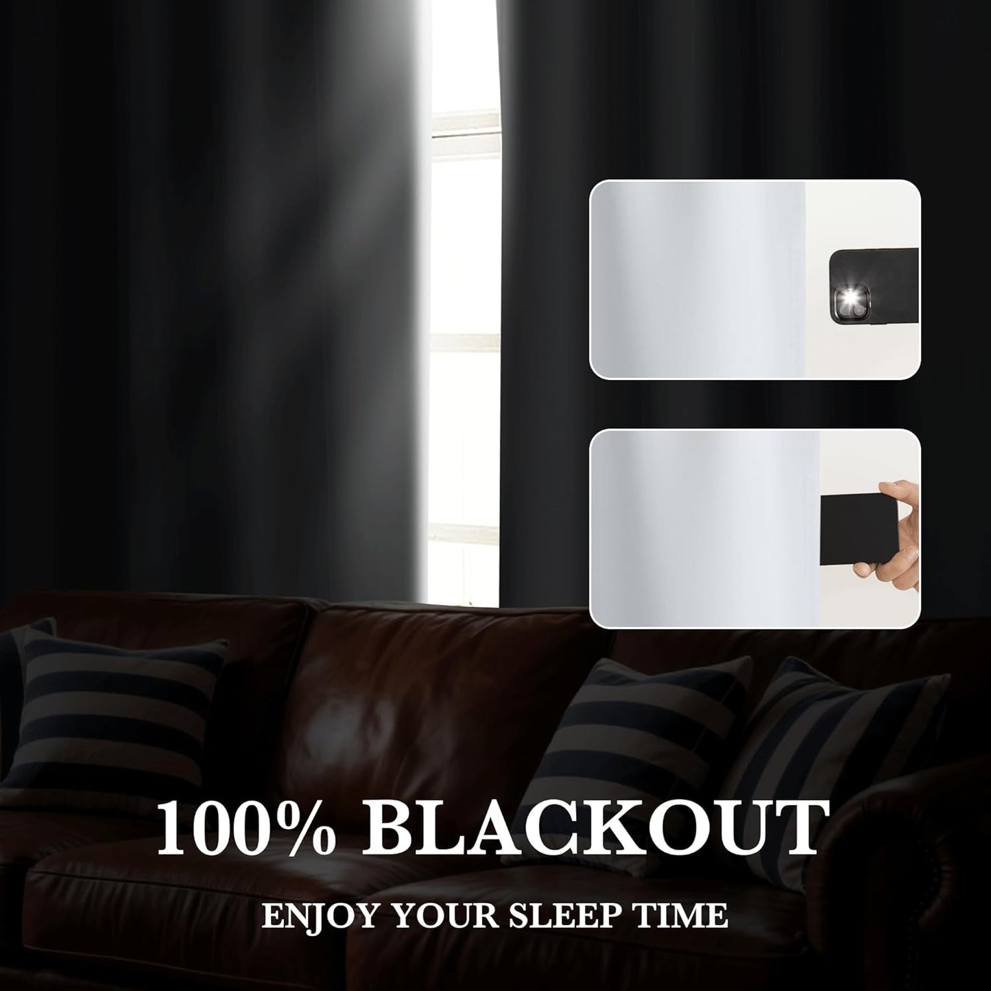 RYB HOME White Short Blackout for Small Window 45 inches Length, Thermal Insulated 100% Blackout Noise Reducing Window Shades for Bedroom Office, 34 inches Wide by 45 inches Long