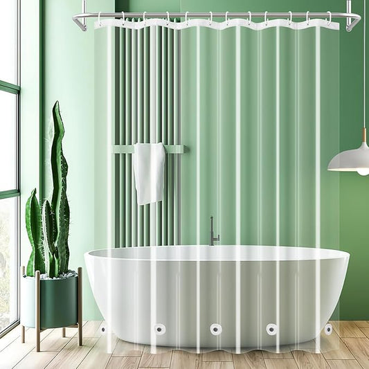 UFRIDAY Clear Shower Curtain , Extra Long Shower Curtain Liner 72x78 Inch ,Bathroom Curtain Waterproof with 5 Magnets Bottom, for Home and Hotel,PEVA