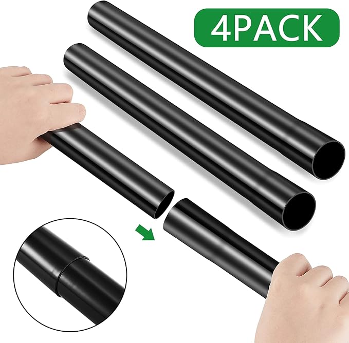 Honoson 2 Pcs 1.25 Inch Vacuum Extension Wand 32mm Black Vacuum Attachments Wand Cleaner Replacement Extension Tubes Accessories and Attachment Replacement Cleaner Pipe Tubes Extend to 14.6 Inch Long