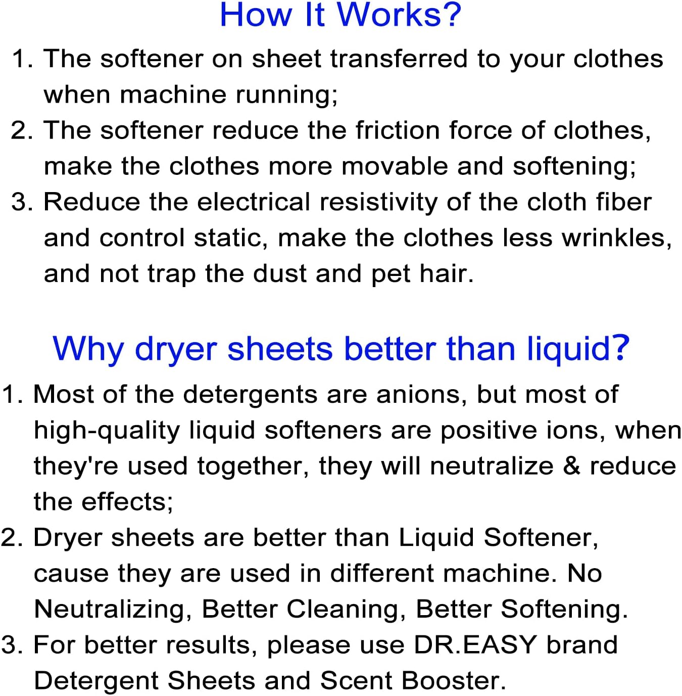 DR.EASY Dryer Sheets Plant Based Formula 252 Ct Fabric Softener sheets for Laundry Sunfresh Essential Oil Scented No Artificial Fragrances No Dyes Reduce Static & Wrinkles Help Repel Pet Hair