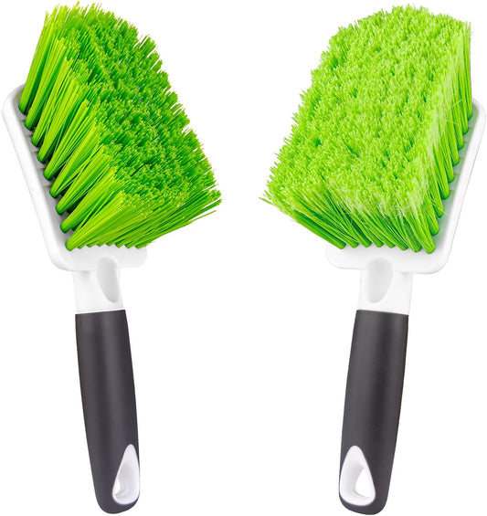 ITTAHO 2 Pack Car Wash Brush, Tire Brush for Cleaning Tires, Soft & Stiff Bristle Wheel Cleaner, Car Cleaning Supplies for Wheels, Rims, Carpet, Truck, SUV, Moto, RV, Motorcycle