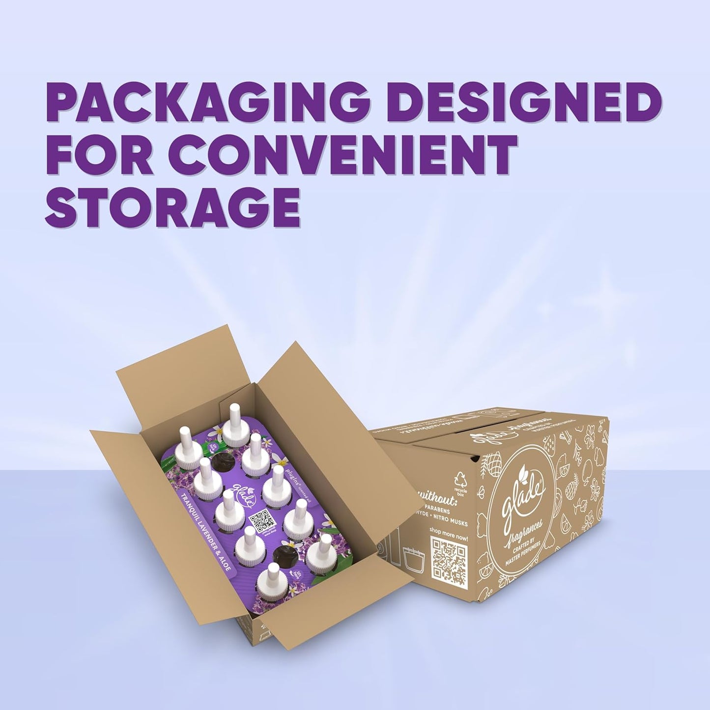 Glade PlugIns Refills Air Freshener, Tranquil Lavender & Aloe, Scented and Essential Oils for Home and Bathroom, 0.67 Fl Oz, 10 Count