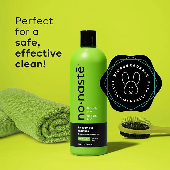 Nonaste Premium Dog Shampoo and Pet Stain & Odor Eliminator Spray (16 Oz, Pack of 2) – USDA Certified Organic Aloe & Oatmeal Dog Shampoo, and Enzyme Cleaner Stain Remover | Dog Wash, Light Fresh Scent
