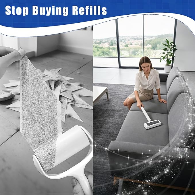 Pet Hair Remover for Carpet, Electric Lint Roller Adjustable Handle Reusable Carpet Rake Dog Cat Hair Removal Tool for Carpets, Rugs, Furniture