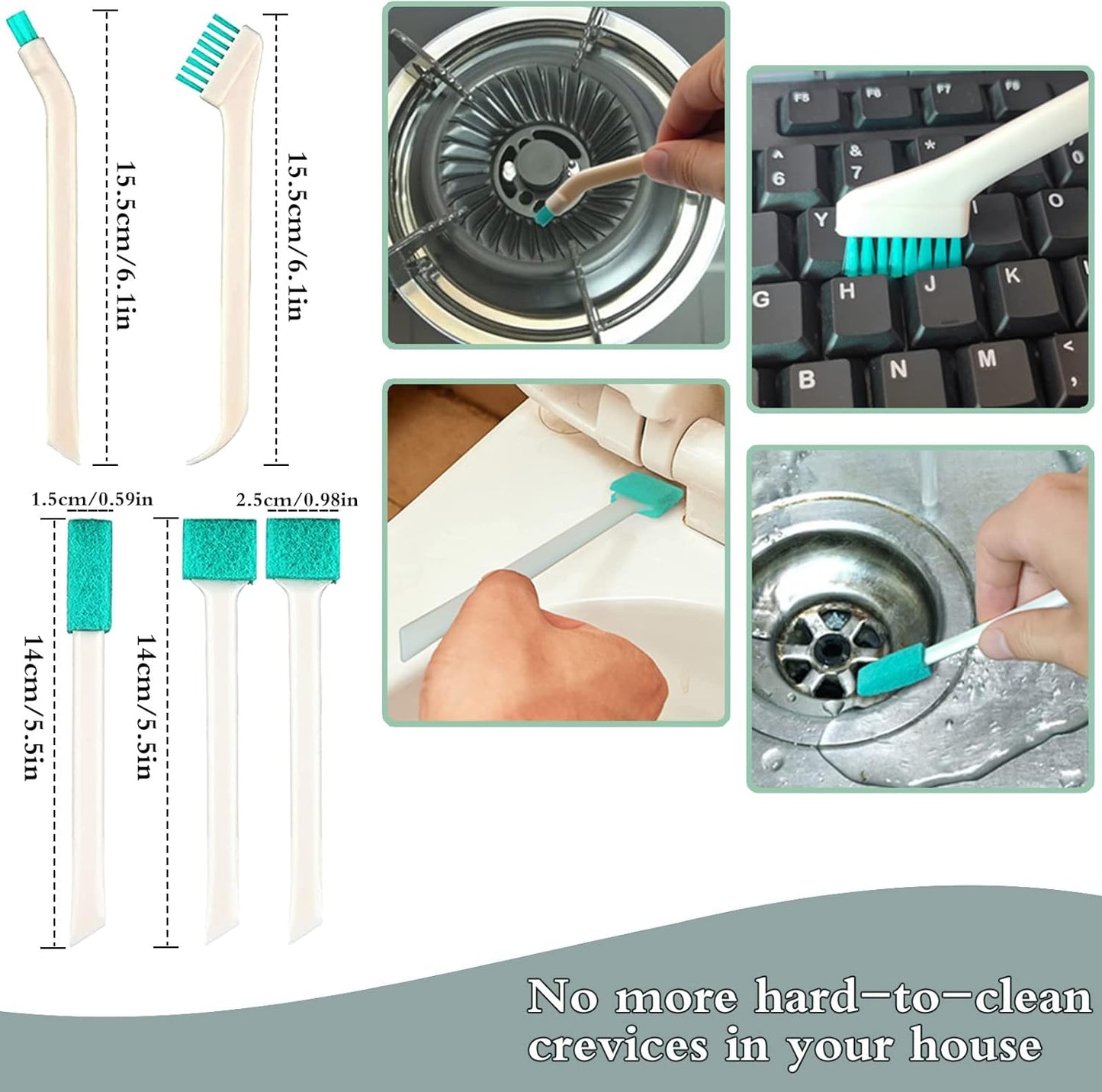 18 Pcs Small Household Cleaning Brushes by ELEMGULY,Deep Detail Crevice Brush Set for Hole, Gap, Corner, Space, Micro Crevice Scrub Cleaner Tool for Bottle, Keyboard, Window, Door Track,2 Sets