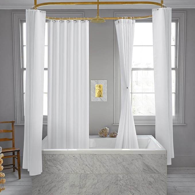 Nasitos Hotel Fabric Shower Curtain Liners 6 Pack - W70 x H72 - Water Resistant Lightweight Cloth Shower Liner for Bathroom, Machine Washable, Standard Size (White, Magnets Included)