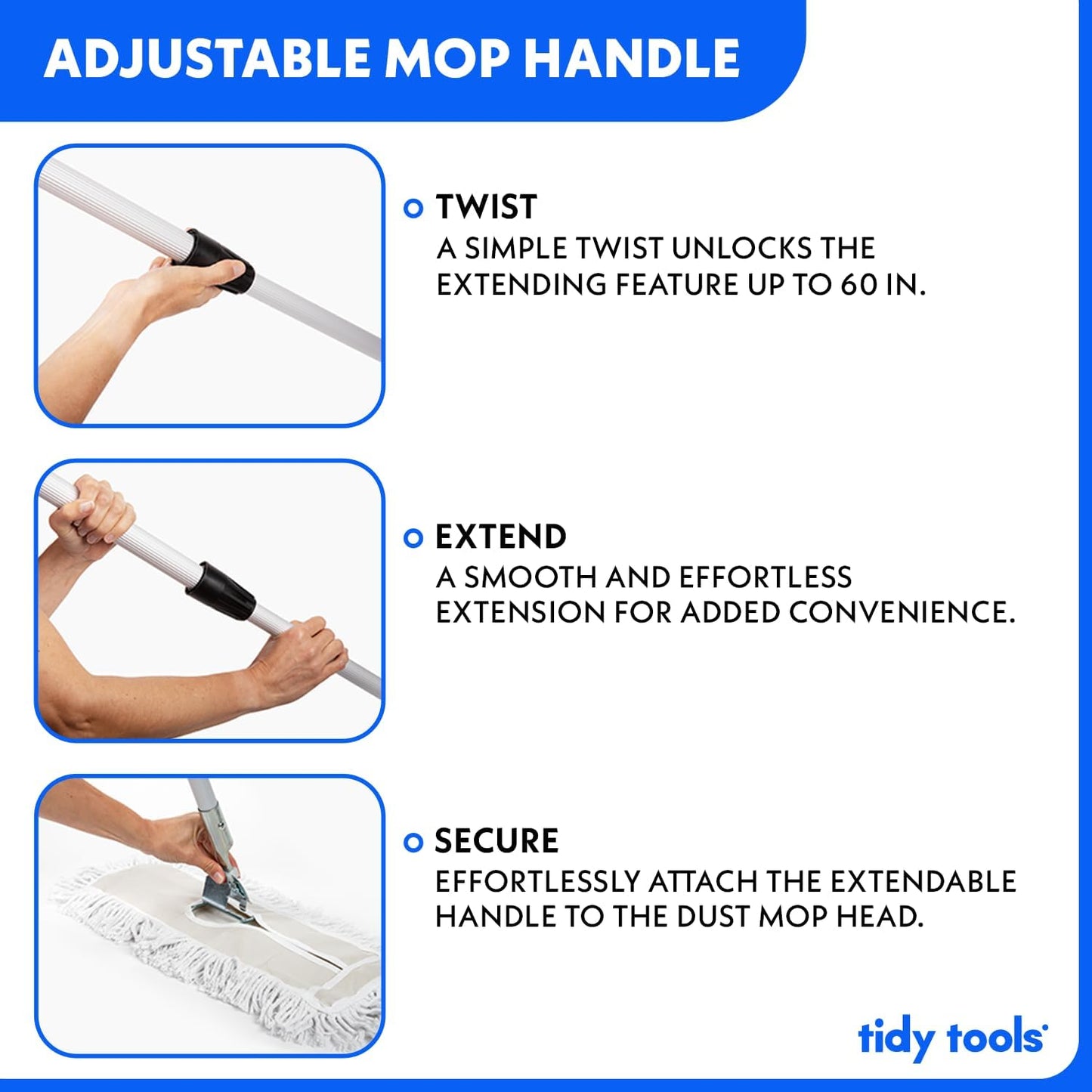 Commercial Dust Mop – 48 Inch Floor Sweeper for Hardwood, Reusable Cotton Mop Head, Extendable Handle, Dry Mop for Floor Cleaning & Janitorial Supplies