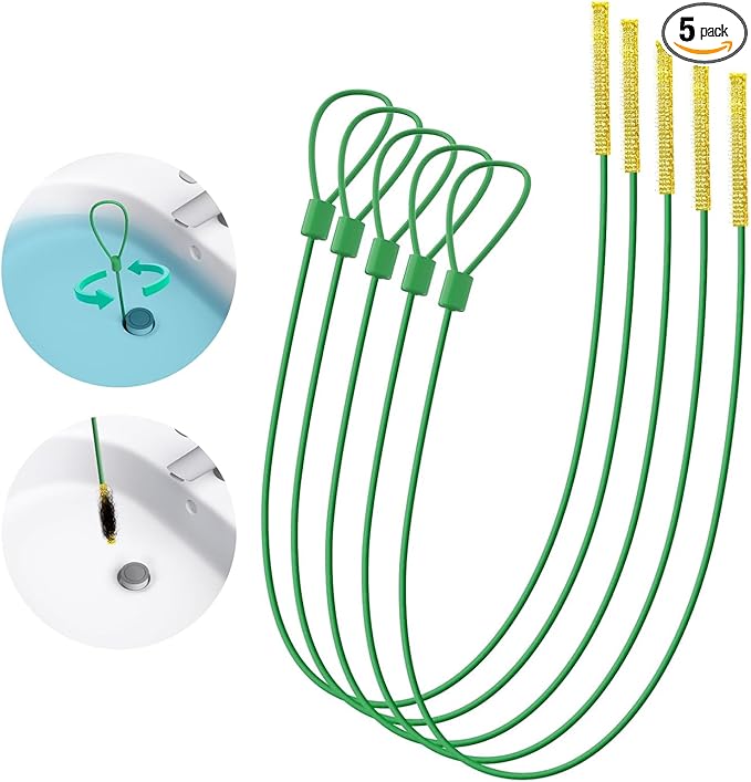 Kelly's Collection 30 Inch Drain Snake Hair Drain Clog Remover, Unbreakable Metal Sink Snake Drain Hair Removal Tool, Long/Flexible/Thin Drain Cleaner Tool to Unclog Bathroom Sink, Tub, Shower(5 Pack)