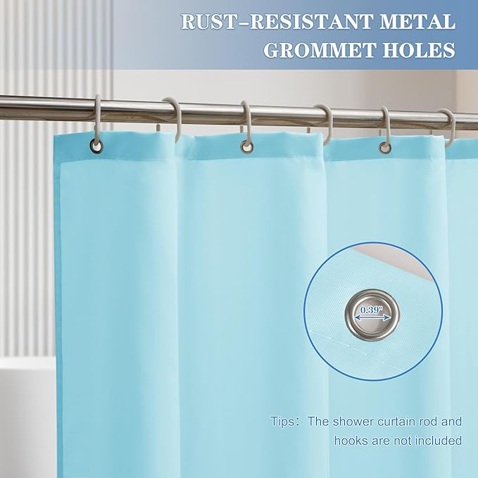 Nasitos Fabric Shower Curtain Liners 2 Pack - W72 x H72 - Washable & Water Resistant Cloth Lightweight Shower Liner for Bathroom, Soft Hotel Quality, Standard Size (Blue, 4 Magnets Included)