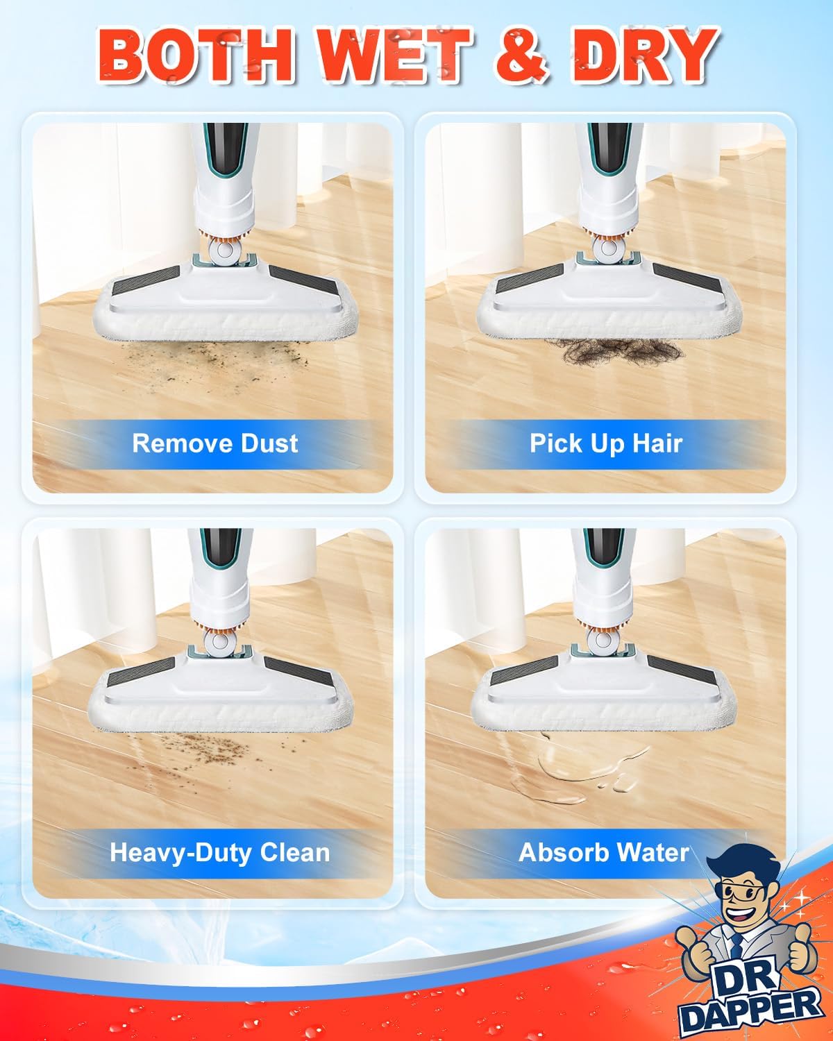 DR DAPPER 2 Pack SMP01 Steam Mop Replacement Pads Compatible with Kenmore SM2060 S200 Series – Washable Mop Pads & Steam Mops Pad for Hardwood Floors