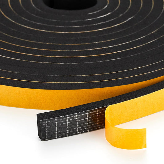 50 Feet Weather Stripping Door Seal, 3/8" Wide X 1/8" Thick Door Seal Strip High Density Foam Tape Adhesive Strip for Door Soundproofing,Window Insulation (3/8" x 1/8" x 50FT, Black)