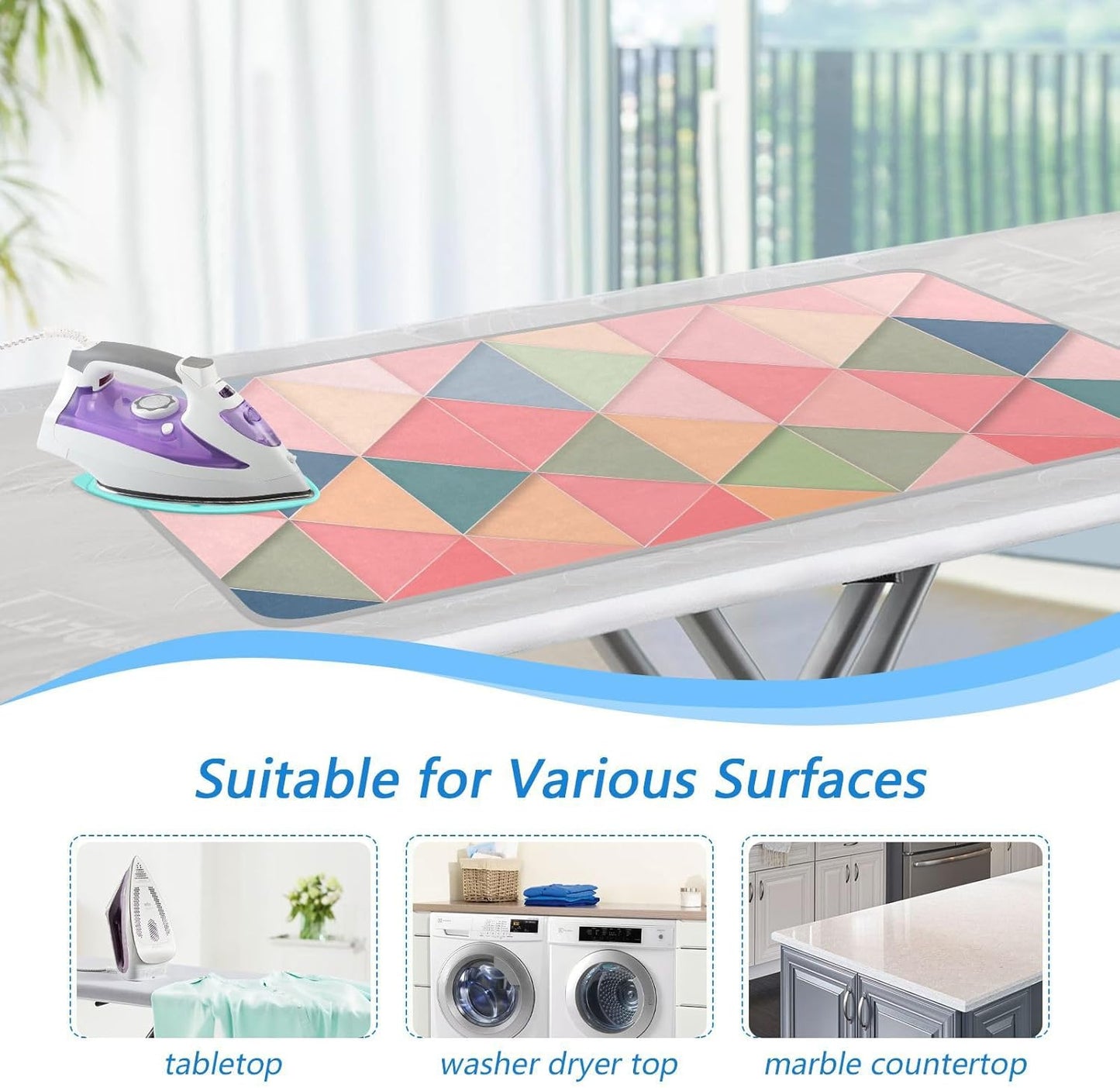 Ironing Mat for Table top Portable Ironing Pad Blanket for Washer Dryer Countertop Travel Pink