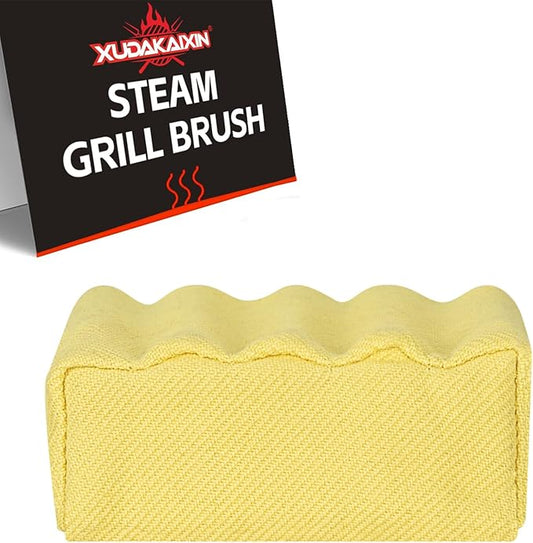 Bristle-Free Steam Cleaning Grill Brush,Unique Wavy Pad Seamless-Fit Cast Iron/Stainless-Steel Grates,BBQ Replaceable Scraper Cleaning Head(No Handle)