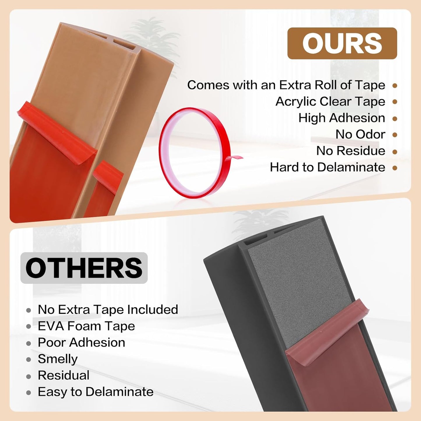 Floor Transition Strip Vinyl Door Threshold Ramp Self Adhesive Carpet Edging Strip Doorway Edge Trim, Overlap Edge Reducer for Laminate Carpet, Floor, Tile (Orange Oak, 2/5" to 3/5", 6.6Ft)