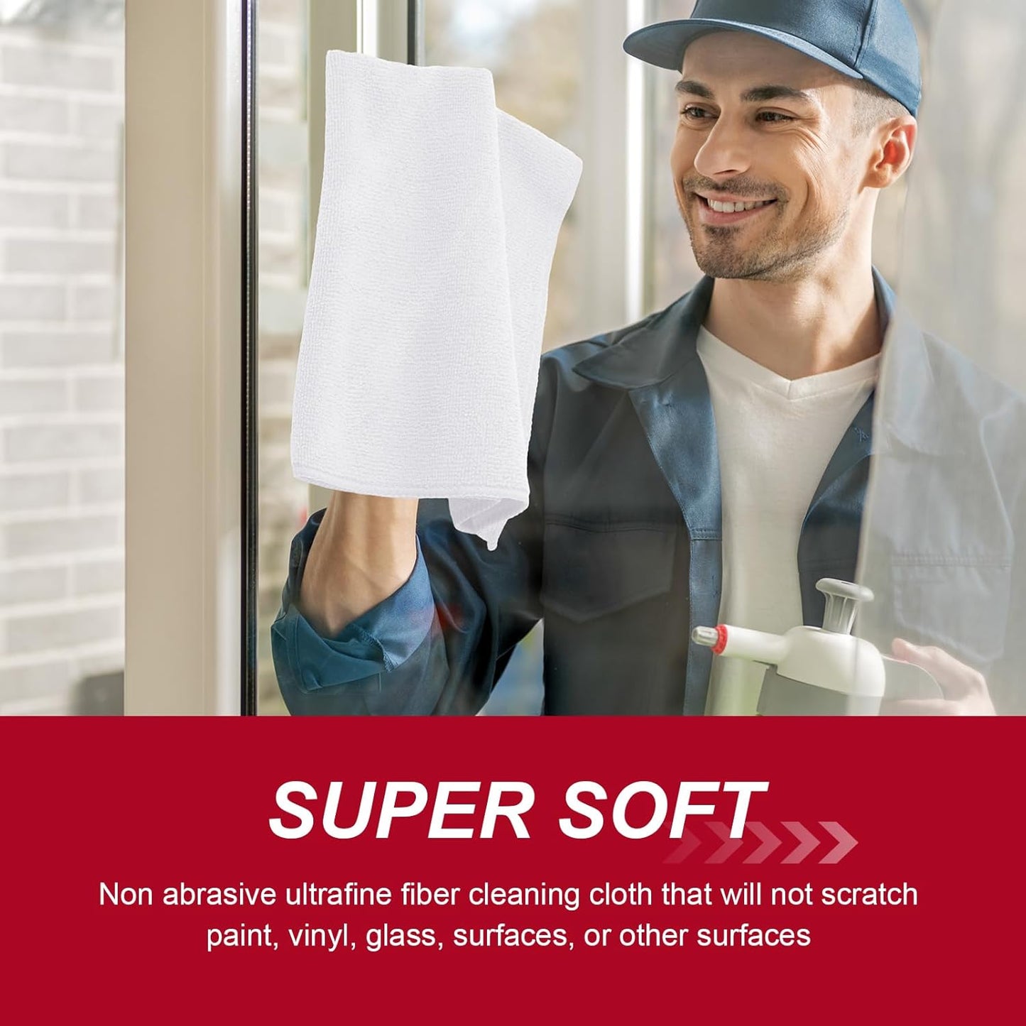 200 Pcs Microfiber Cleaning Cloth 16x16 Inch Microfiber Towels for Car Ultra Absorbent Cleaning Rags Reusable Lint Free Streak Free Detailing Towel for Car Washing Drying Dusting (White)