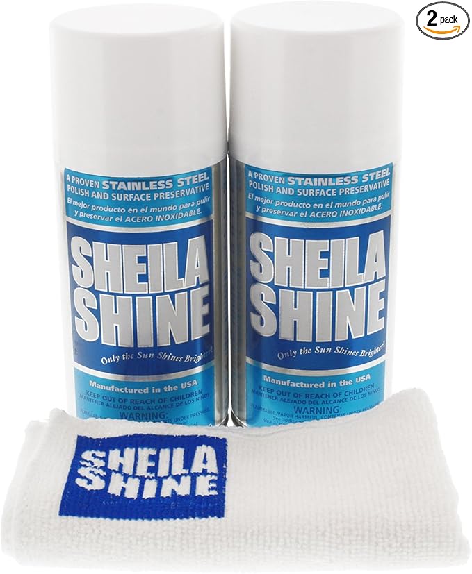 2 x 10oz Sheila Shine Stainless Steel Cleaner and Polish w/ Microfiber Cloth - Cleans, Polishes & Protects Kitchen Appliances, Refrigerators, Sinks, Ovens & Grills - Stainless Cleaner for Appliances