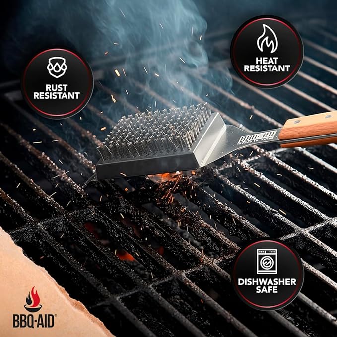 BBQ-AID 2-Pack Wire Grill Brush Replacement Heads, Grill Cleaning Bristle Brush - Screwdriver Included, for 2024 Model Grill Brush and Scraper. No Scratch Cleaning for Any Grill: Char Broil & Ceramic