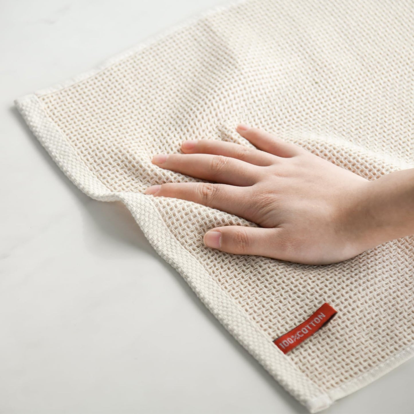 Artoid Mode 100% Cotton Beige Dark Grey Waffle Weave Kitchen Dish Cloths, 13x28 Inch Ultra Soft Absorbent Quick Drying Kitchen Dish Towels Set of 4, Multicolor