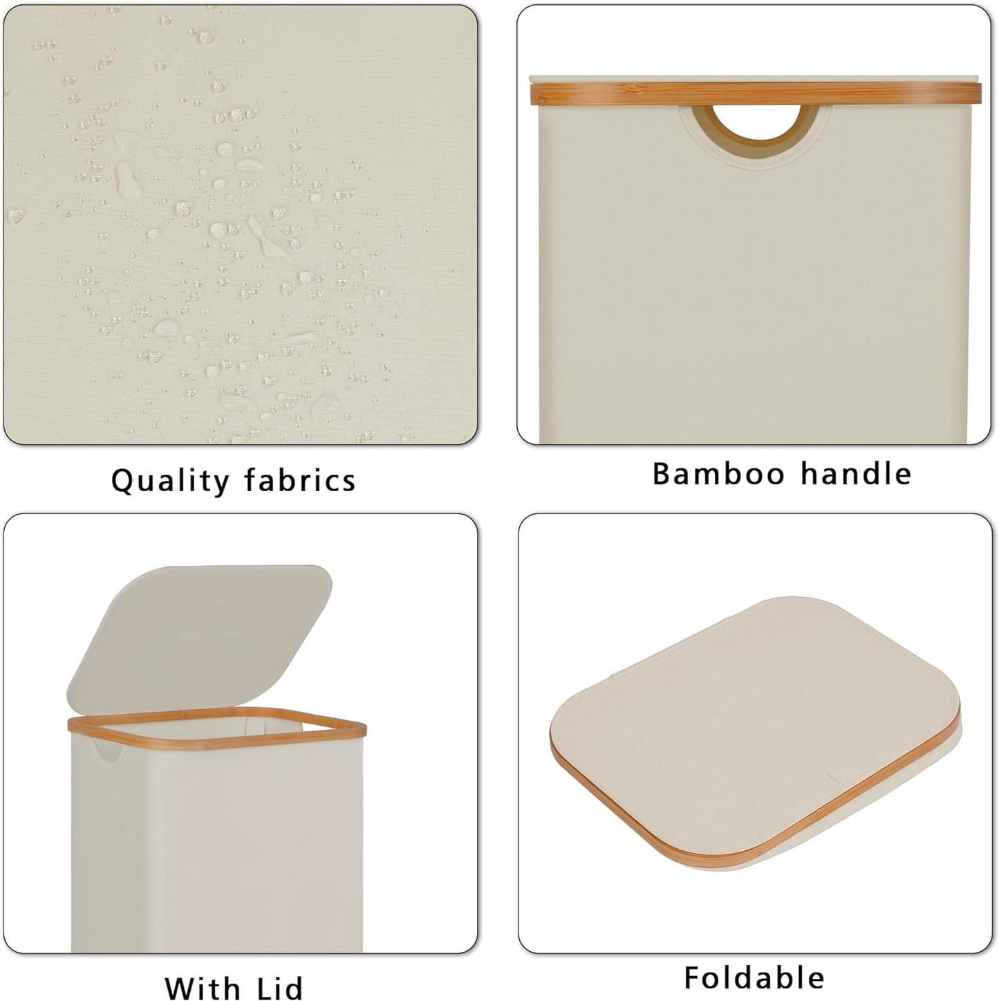 100L Laundry Hamper with Lid, Lagre Basket with Bamboo Handles,Foldable Clothes Hamper Tall Dirty Laundry Basket for Clothes Toys Towels Organizing,Pink