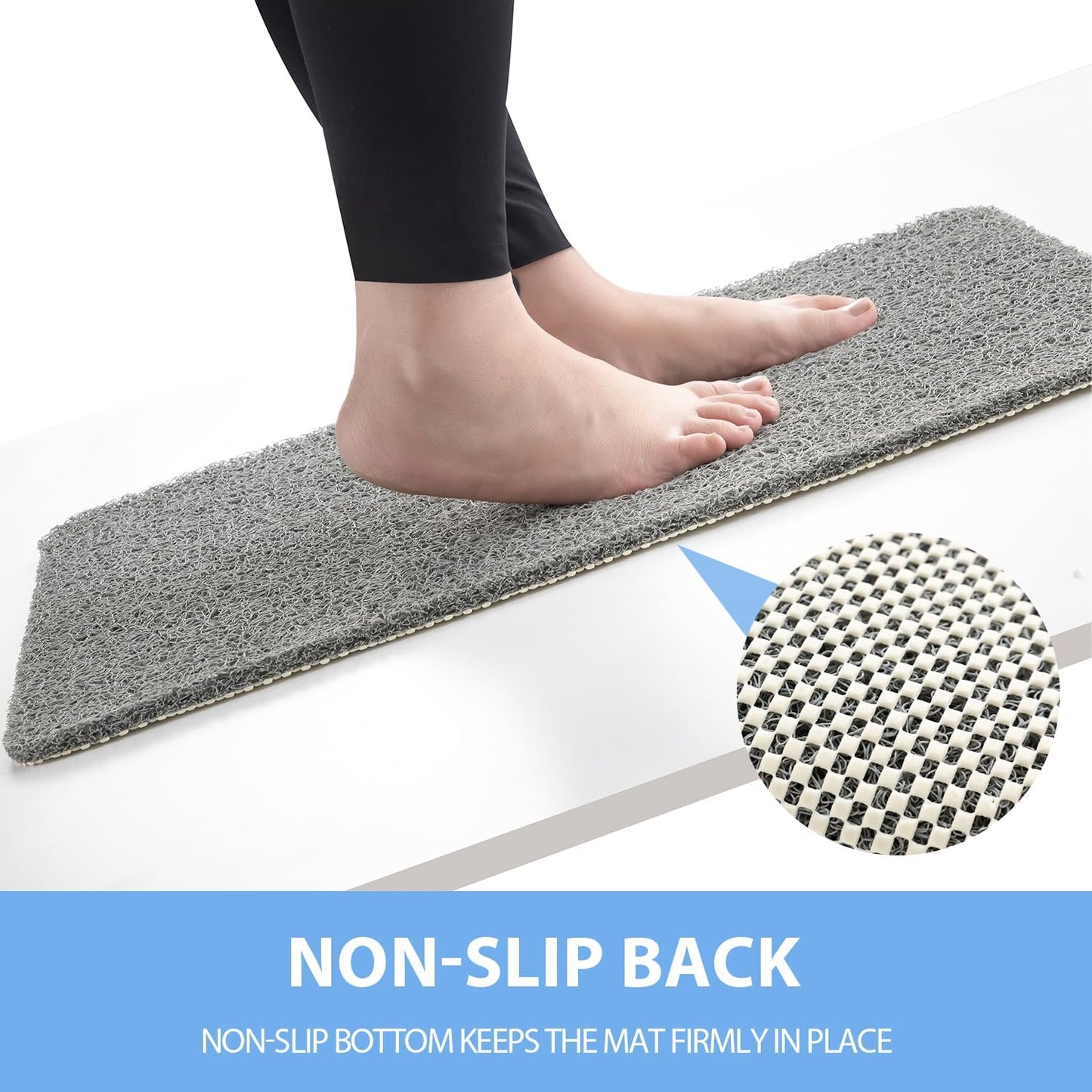 Non-Slip Bathtub Mat, Anti Slip Shower Mat, Fast Drying Bathtub Mats, Foot Scrubber Mat, Anti Slip Mat for Tub, Floor, Bathroom, Kitchen, Home, Hotel (Grey 36"×24")