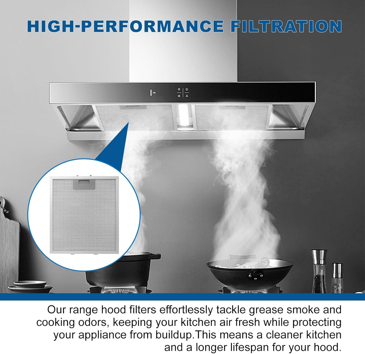 2-Pack W10169961A Range Hood Filter 10.5" X 12" With 5-Layer Aluminum Mesh Fit for Whirlpool, Kitchen Aid, Jenn-Air Range Hoods by ENKTIK (3)