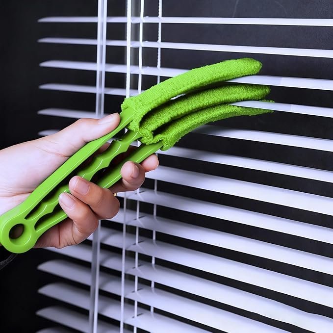 2 Pcs Blind Cleaner Duster Tool, Window Blind Duster Brush with 6 Microfiber Sleeves, Blinds Cleaner Tool for Window Blinds, Car Air Condition, Exhaust Vent